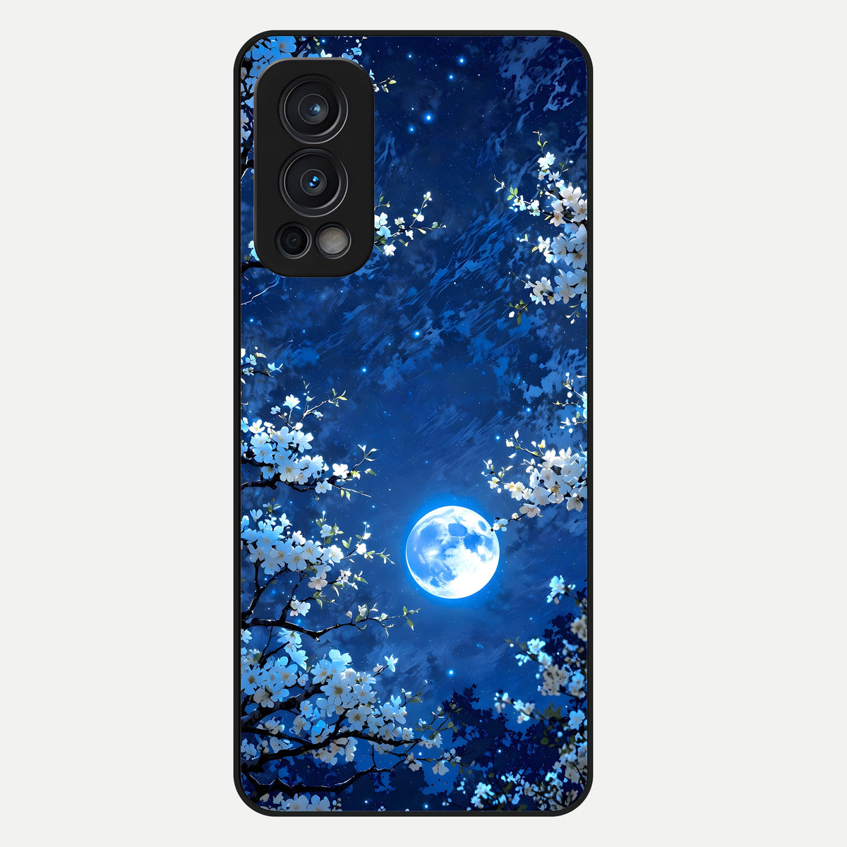  Blossom Moonlight Sky Glass Case For OnePlus Nord 2 back cover – full design glossy printed glass finish
