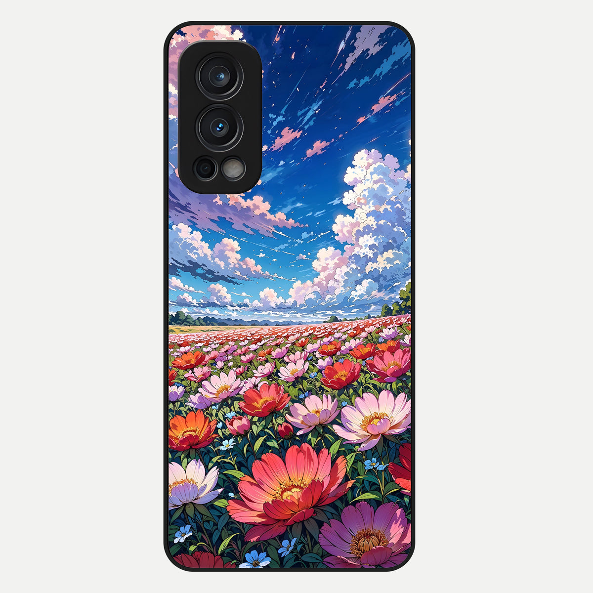  Blossom Sky Field Glass Case For OnePlus Nord 2 back cover – full design glossy printed glass finish