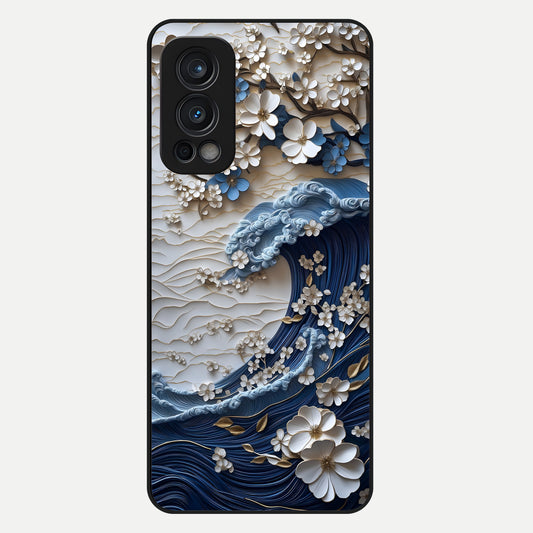  Blossom Wave Art Glass Case For OnePlus Nord 2 back cover – full design glossy printed glass finish