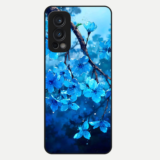  Blue Blossoms Branch Glass Case For OnePlus Nord 2 back cover – full design glossy printed glass finish