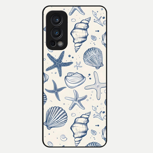 Blue Ocean Outline Glass Case For OnePlus Nord 2 back cover – full design glossy printed glass finish