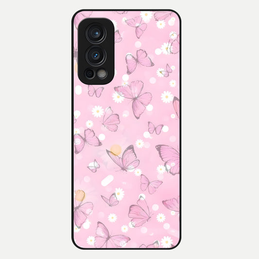  Blush Butterfly Garden Glass Case For OnePlus Nord 2 back cover – full design glossy printed glass finish