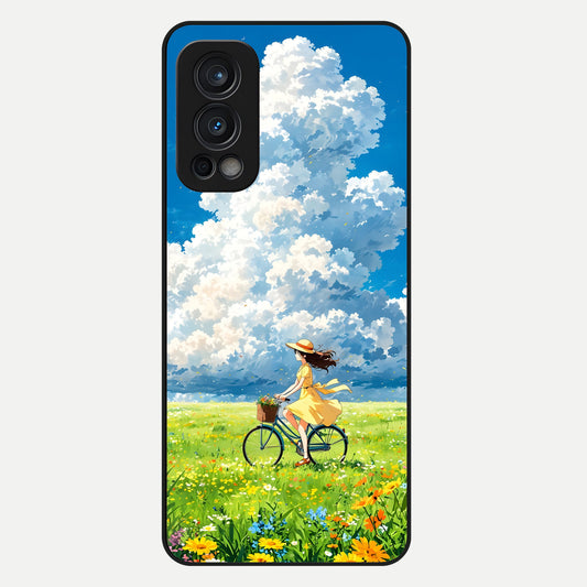 Breezy Meadow Ride Glass Case For OnePlus Nord 2 back cover – full design glossy printed glass finish