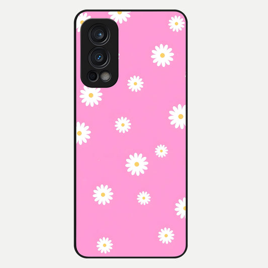  Bubblegum Daisy Pop Glass Case For OnePlus Nord 2 back cover – full design glossy printed glass finish