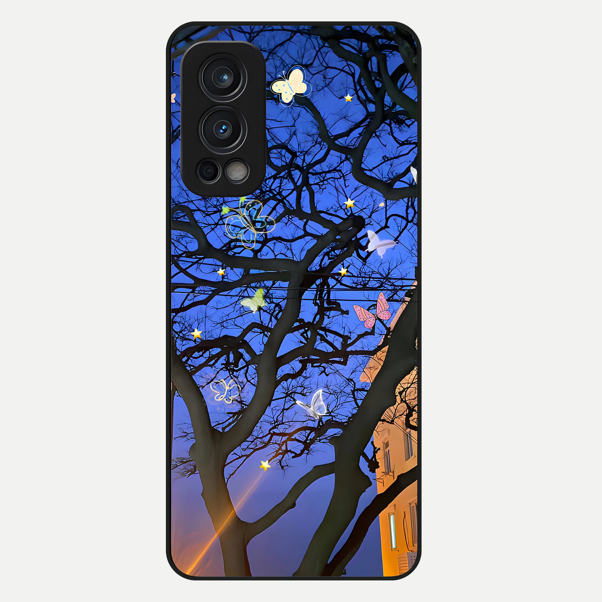  Butterfly Night Magic Glass Case For OnePlus Nord 2 back cover – full design glossy printed glass finish