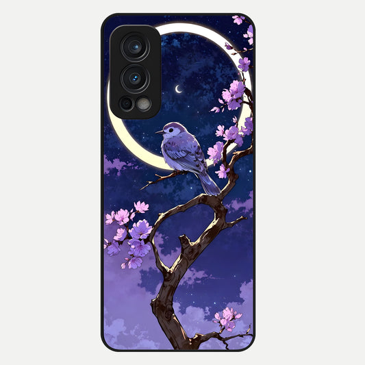  Celestial Bird Blossom Glass Case For OnePlus Nord 2 back cover – full design glossy printed glass finish