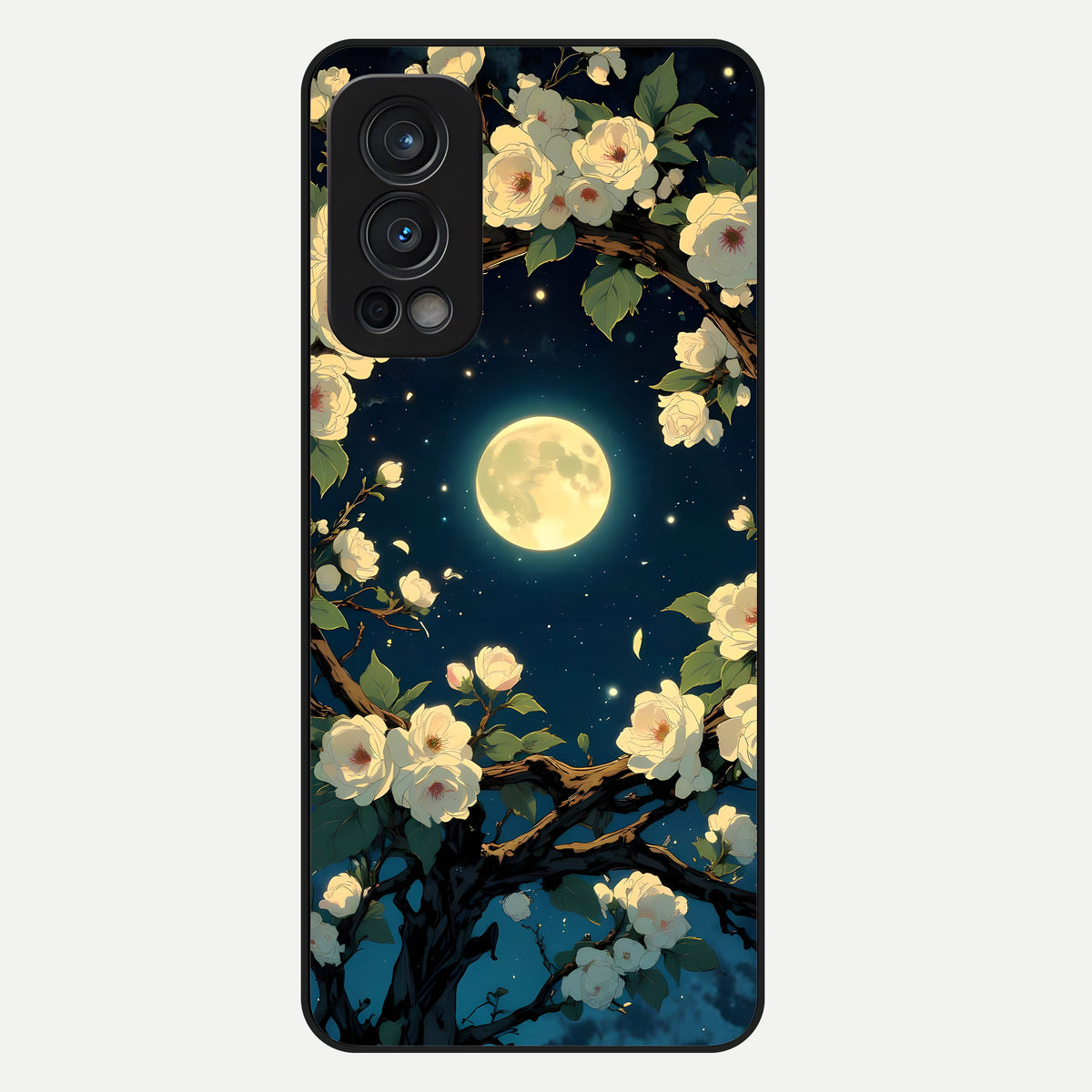  Celestial Moon And Flower Glass Case For OnePlus Nord 2 back cover – full design glossy printed glass finish