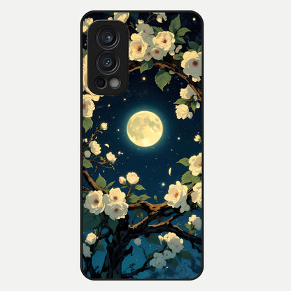  Celestial Moon And Flower Glass Case For OnePlus Nord 2 back cover – full design glossy printed glass finish
