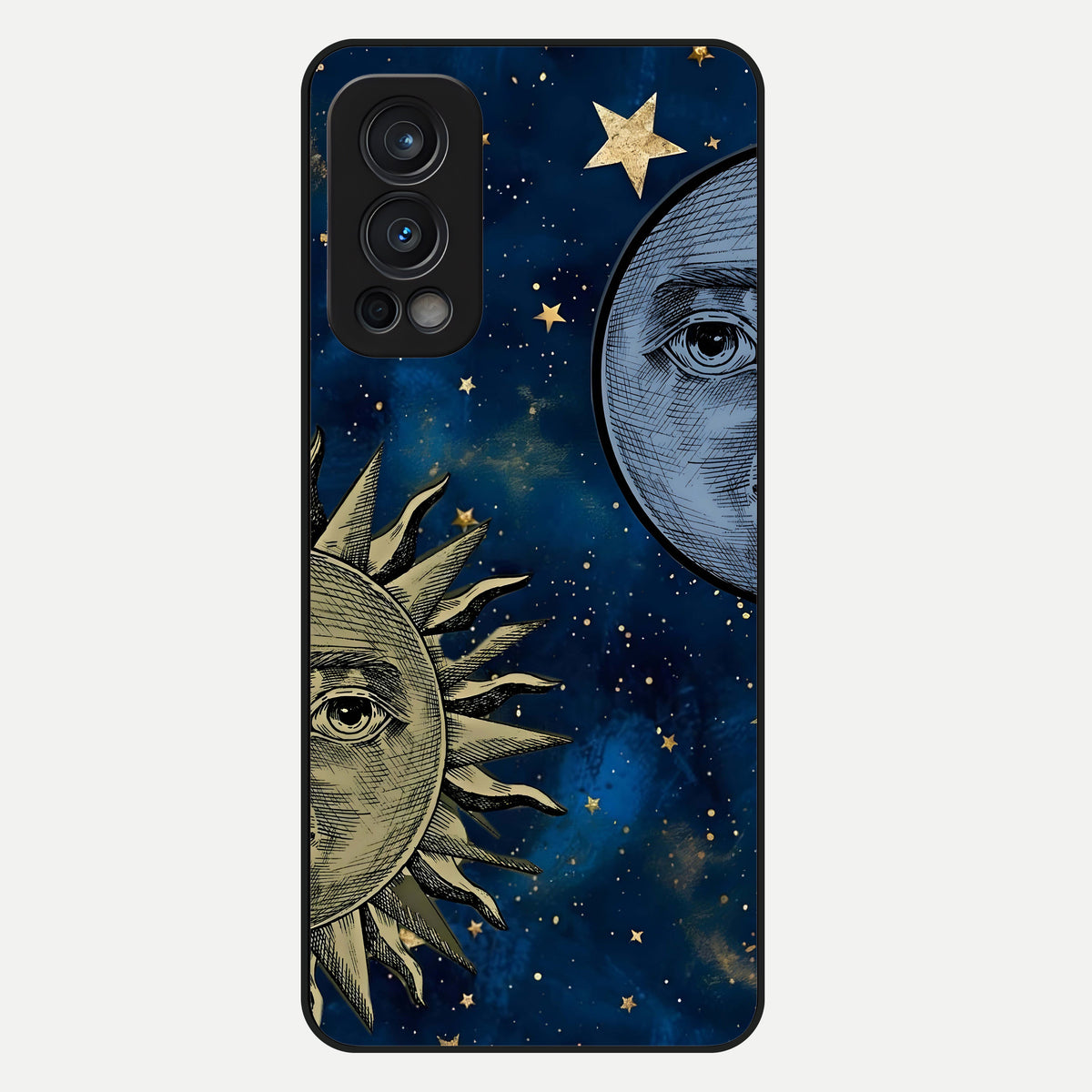  Celestial Moon With Sun Glass Case For OnePlus Nord 2 back cover – full design glossy printed glass finish