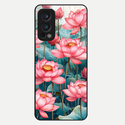  Celestial Pink Lotus Glass Case For OnePlus Nord 2 back cover – full design glossy printed glass finish