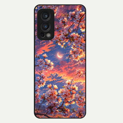  Celestial Sakura Sunset Glass Case For OnePlus Nord 2 back cover – full design glossy printed glass finish