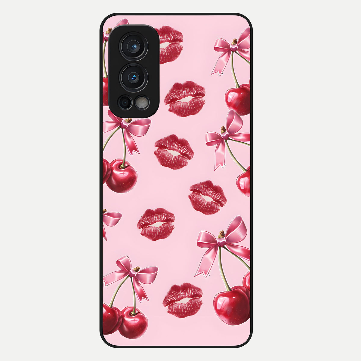  Cherry With Lips Glass Case For OnePlus Nord 2 back cover – full design glossy printed glass finish