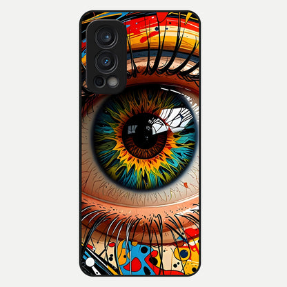  Colorful Eye Glass Case For OnePlus Nord 2 back cover – full design glossy printed glass finish