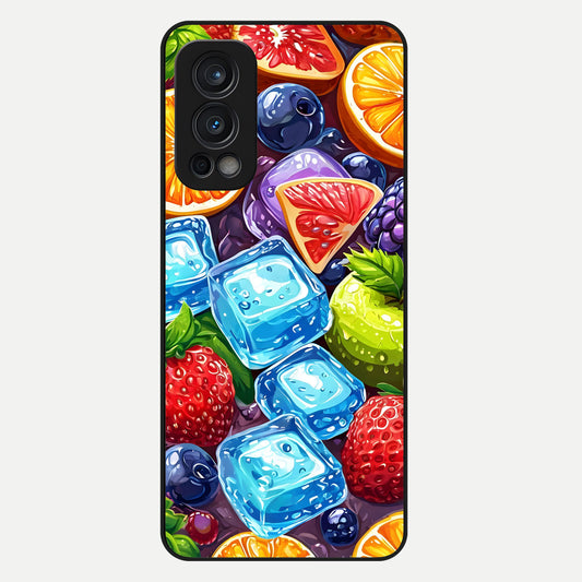  Colorful Fruits with Ice Glass Case For OnePlus Nord 2 back cover – full design glossy printed glass finish