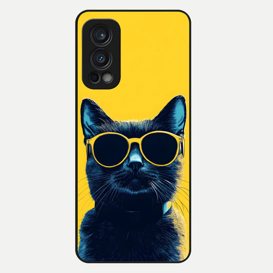  Cool Cat Vibes Glass Case For OnePlus Nord 2 back cover – full design glossy printed glass finish