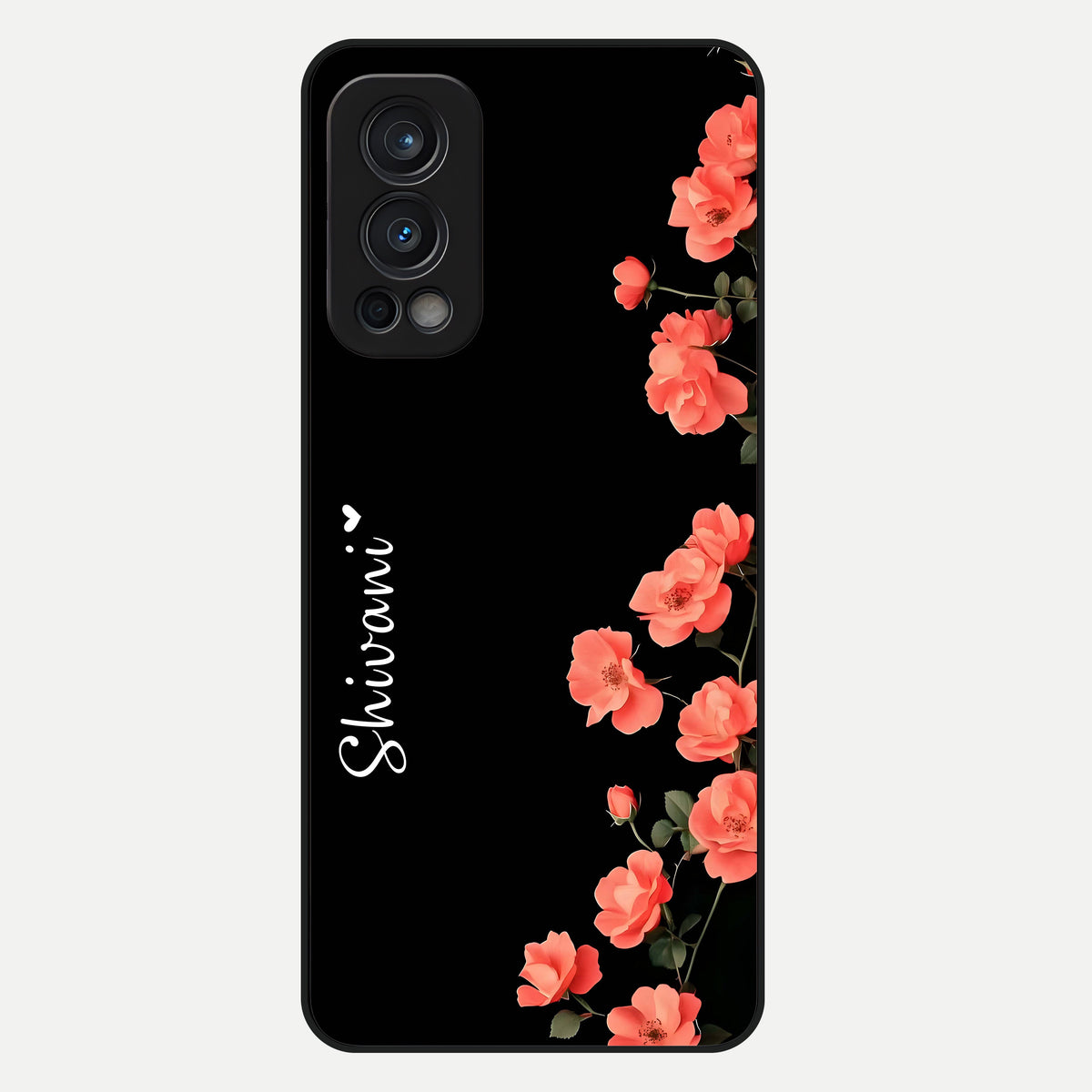  Crimson Bloom Grace Custom Name Glass Case For OnePlus Nord 2 back cover – full design glossy printed glass finish