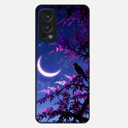  Crow And Moon Scenery Glass Case For OnePlus Nord 2 back cover – full design glossy printed glass finish