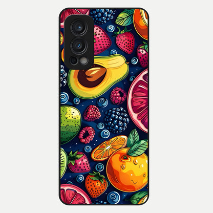  Cute Fruits Art Glass Case For OnePlus Nord 2 back cover – full design glossy printed glass finish