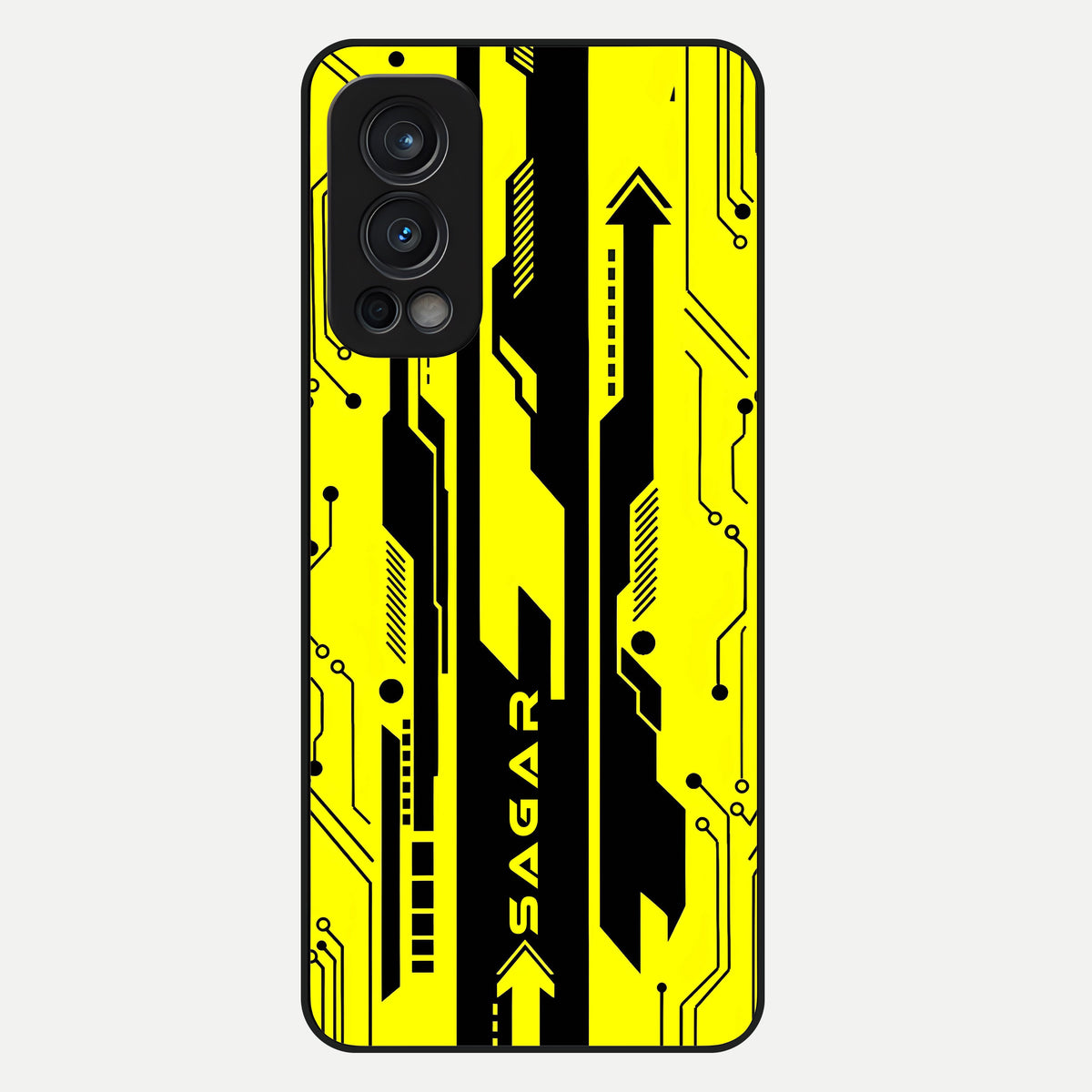  Electric Pulse CYBERPUNK Custom Name Glass Case For OnePlus Nord 2 back cover – full design glossy printed glass finish