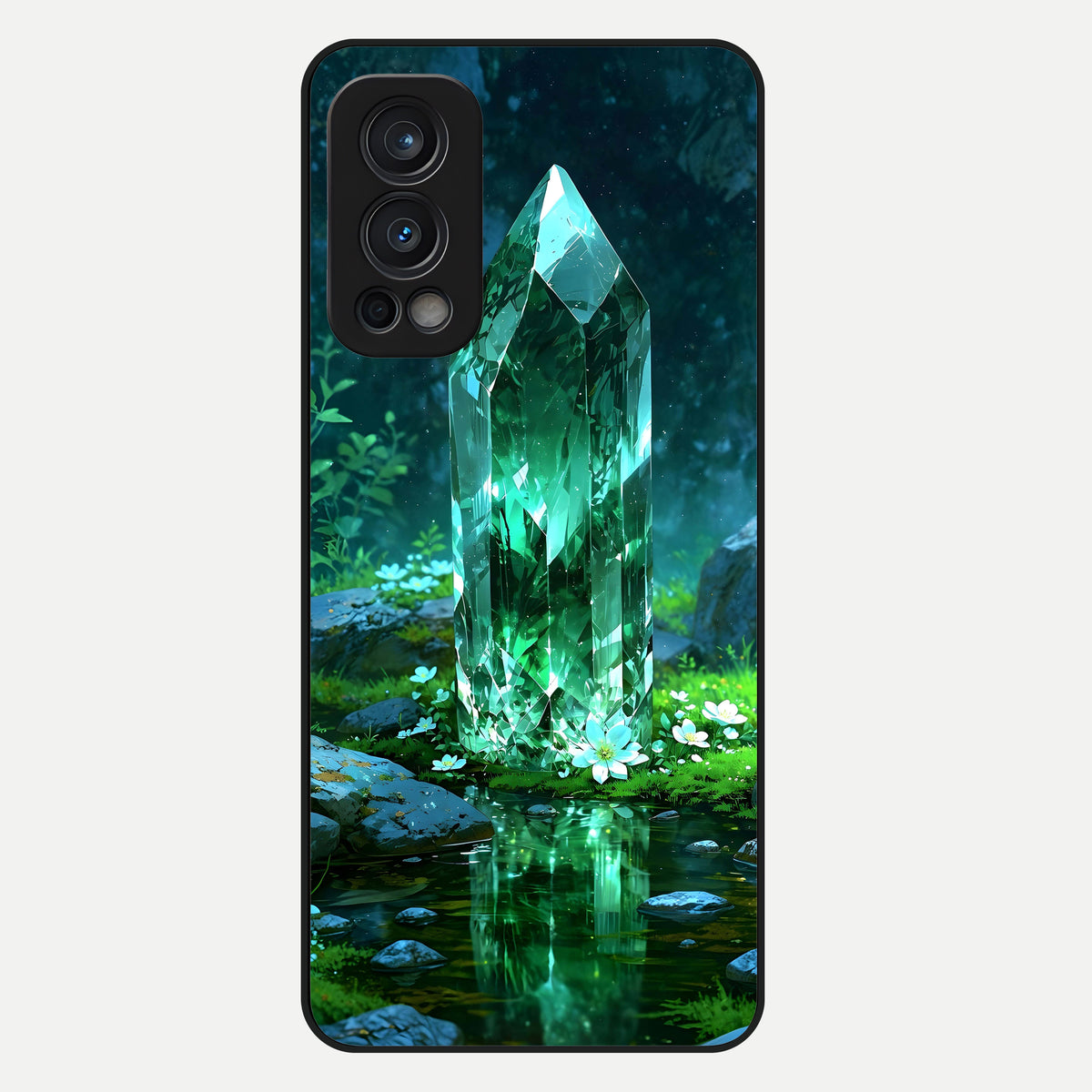  Emerald Light Crystal Glass Case For OnePlus Nord 2 back cover – full design glossy printed glass finish
