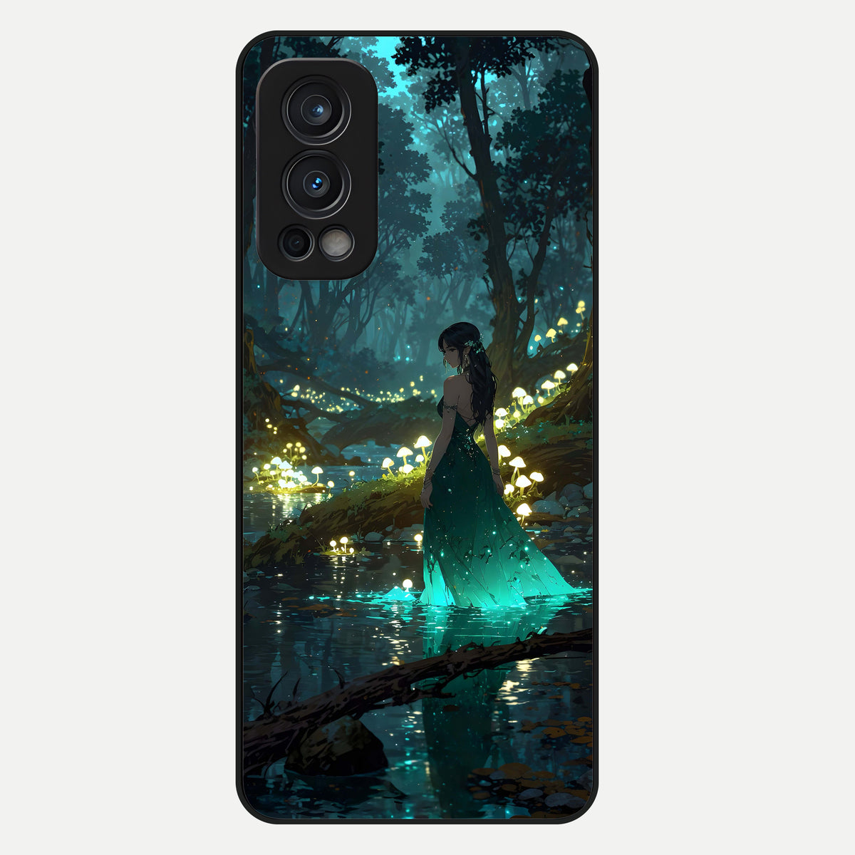  Enchanted Forest Glow Glass Case For OnePlus Nord 2 back cover – full design glossy printed glass finish