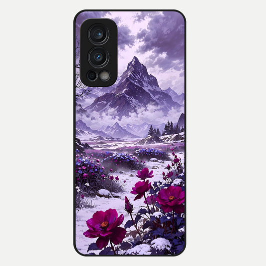  Flower Mountain View Glass Case For OnePlus Nord 2 back cover – full design glossy printed glass finish