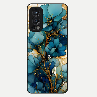  Golden Bloom Symphony Glass Case For OnePlus Nord 2 back cover – full design glossy printed glass finish