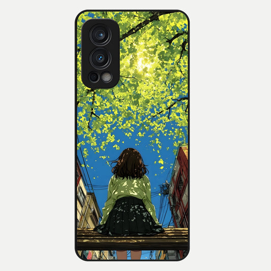  Golden Leaves Glow Glass Case For OnePlus Nord 2 back cover – full design glossy printed glass finish
