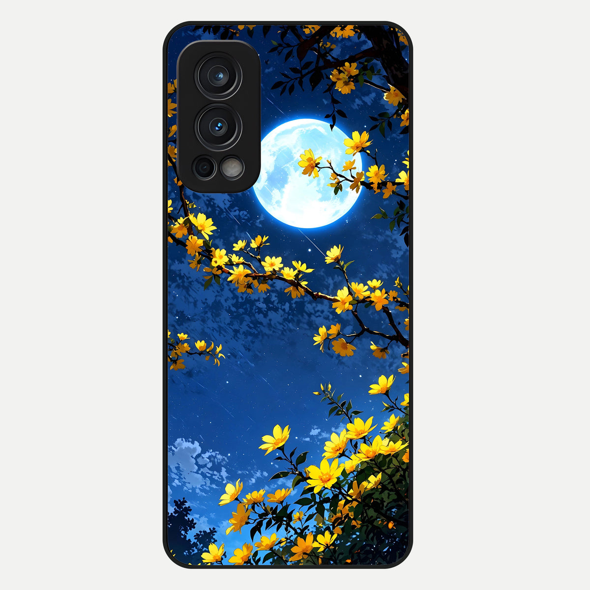  Golden Night Glow Glass Case For OnePlus Nord 2 back cover – full design glossy printed glass finish