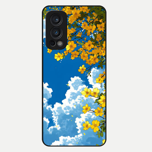  Golden Petal Sky Glass Case For OnePlus Nord 2 back cover – full design glossy printed glass finish