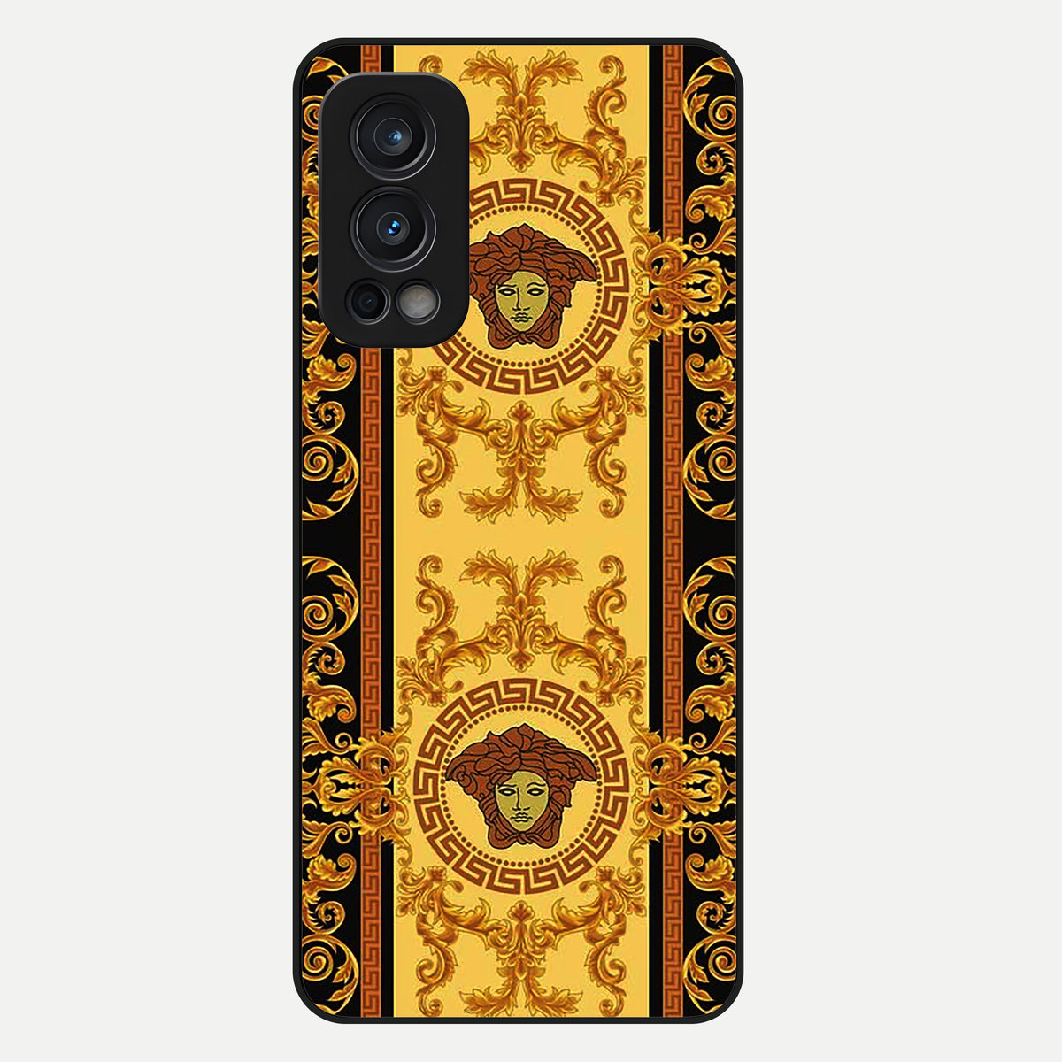  Golden Royal Heritage Glass Case For OnePlus Nord 2 back cover – full design glossy printed glass finish