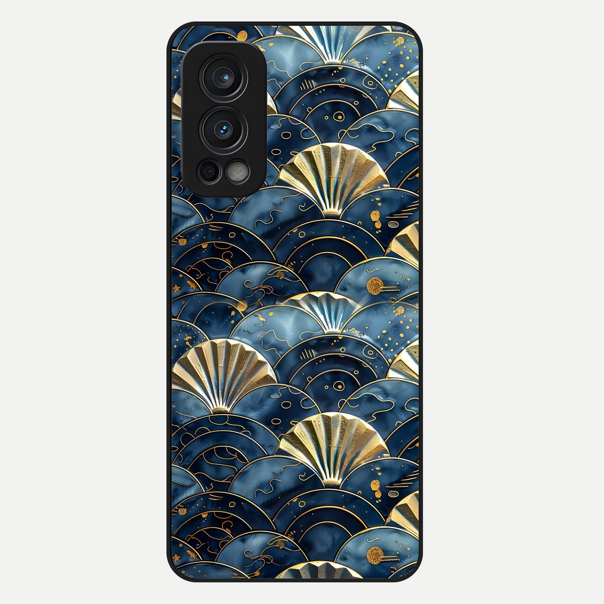  Golden Wave Luxe Glass Case For OnePlus Nord 2 back cover – full design glossy printed glass finish