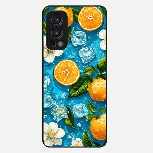  Ice Cube With Orange Glass Case For OnePlus Nord 2 back cover – full design glossy printed glass finish