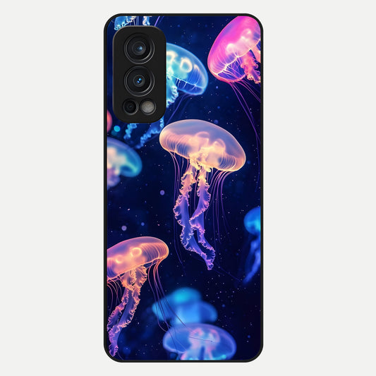  Jellyfish Pattern Glass Case For OnePlus Nord 2 back cover – full design glossy printed glass finish
