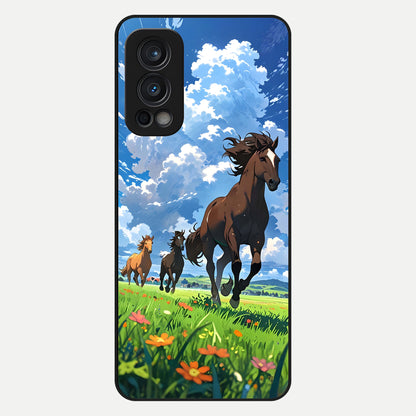  Majestic Horses Galloping Glass Case For OnePlus Nord 2 back cover – full design glossy printed glass finish