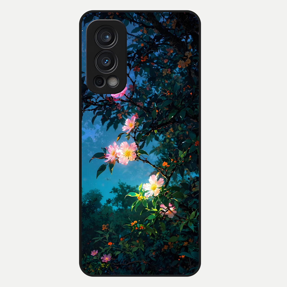  Midnight Bloom Glow Glass Case For OnePlus Nord 2 back cover – full design glossy printed glass finish