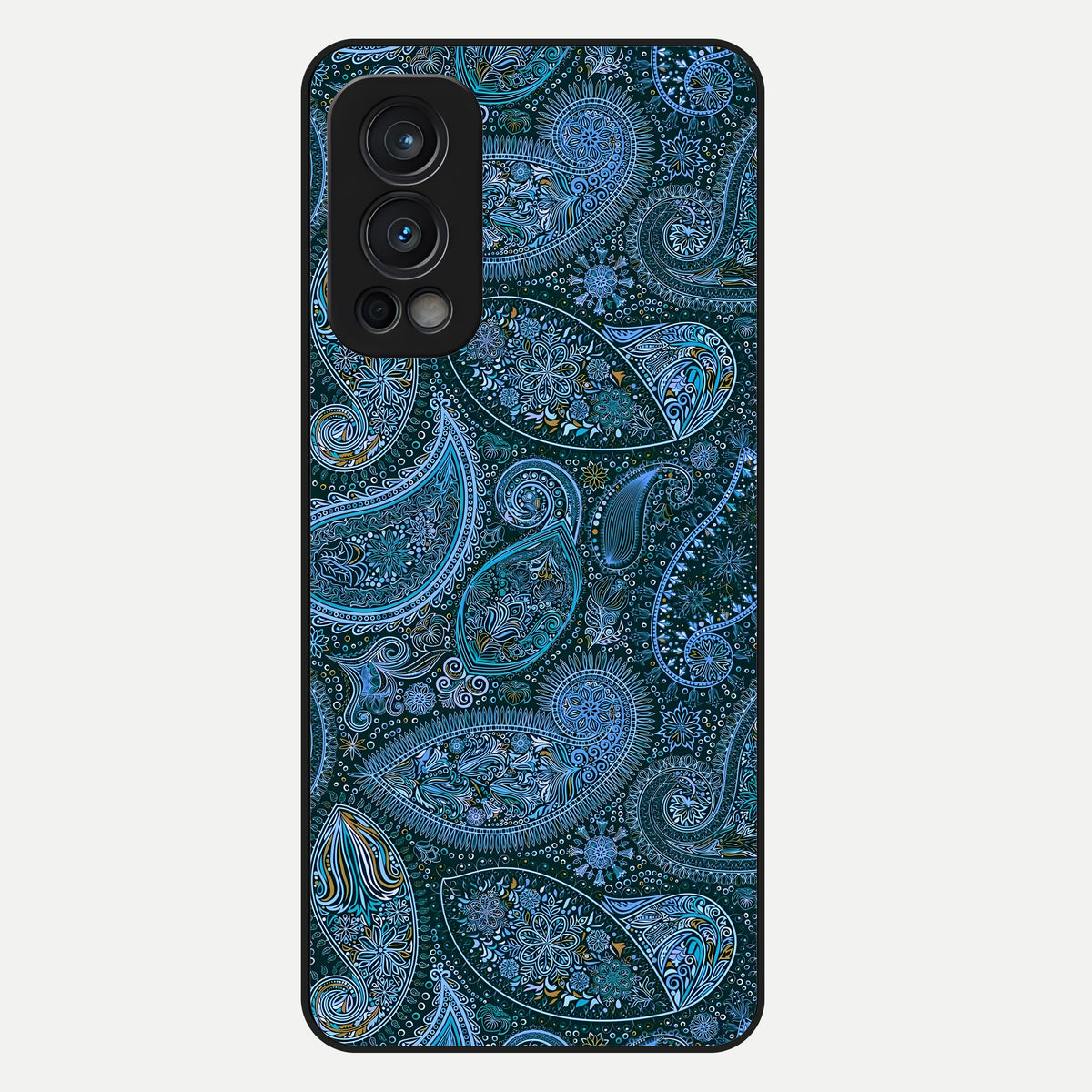  Midnight Paisley Glow Glass Case For OnePlus Nord 2 back cover – full design glossy printed glass finish