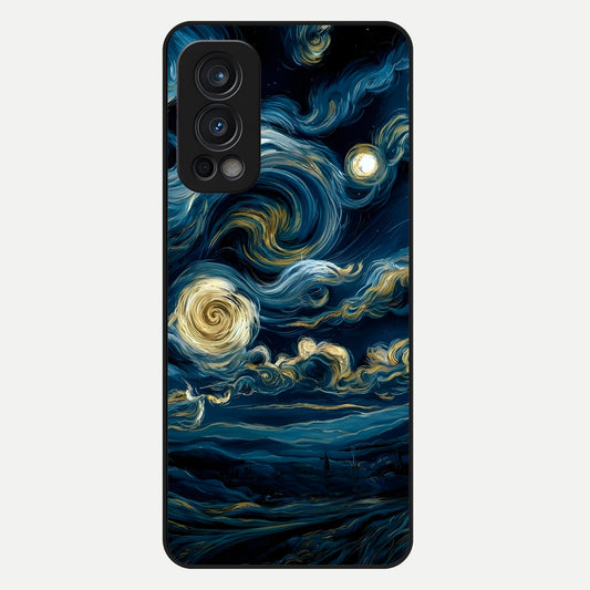  Midnight Sky Whirl Glass Case For OnePlus Nord 2 back cover – full design glossy printed glass finish