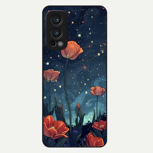  Midnight Tulip Glow Glass Case For OnePlus Nord 2 back cover – full design glossy printed glass finish