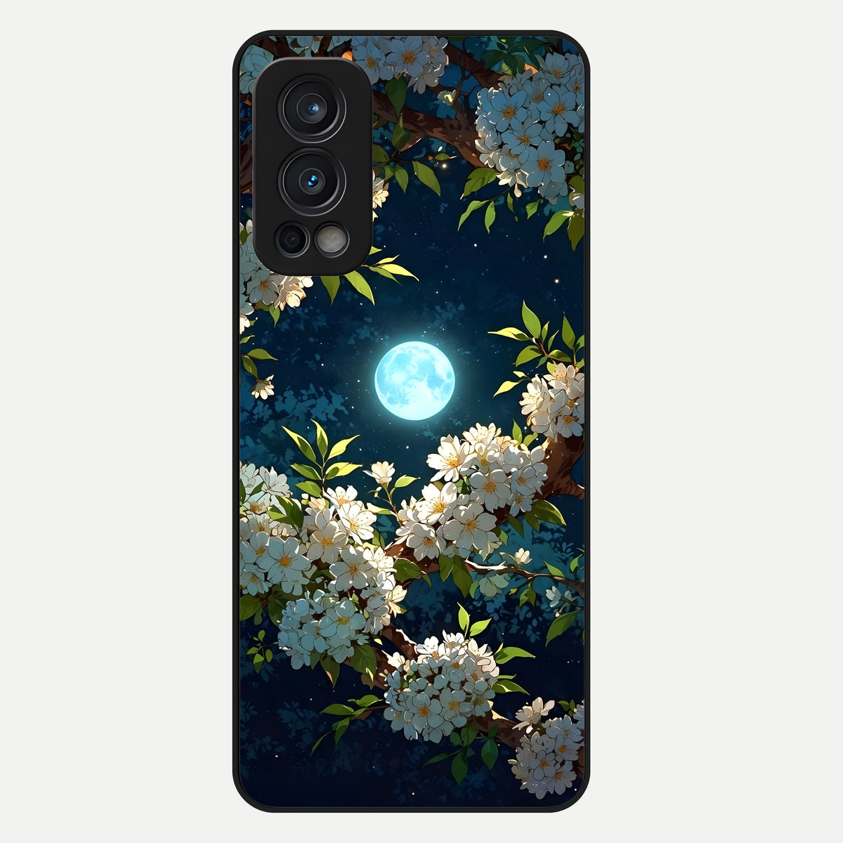  Moonlit Blossom Dream Glass Case For OnePlus Nord 2 back cover – full design glossy printed glass finish