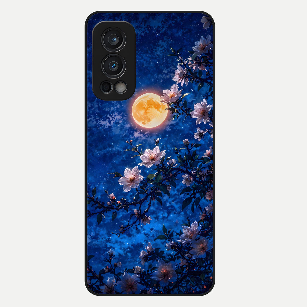  Moonlit Blossoms Night Glass Case For OnePlus Nord 2 back cover – full design glossy printed glass finish