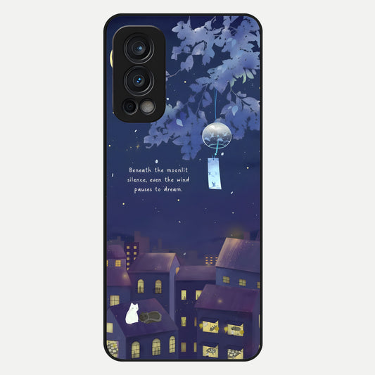  Moonlit Cat Silence Glass Case For OnePlus Nord 2 back cover – full design glossy printed glass finish
