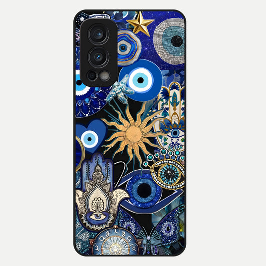  Mystic Blue Evil Eye Glass Case For OnePlus Nord 2 back cover – full design glossy printed glass finish