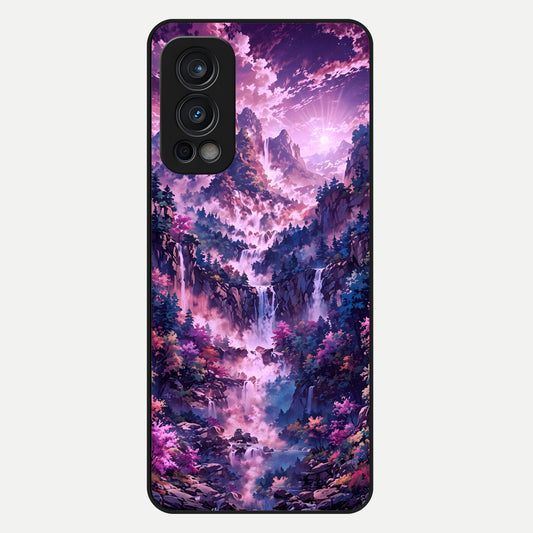  Mystic Cascade Peaks Glass Case For OnePlus Nord 2 back cover – full design glossy printed glass finish