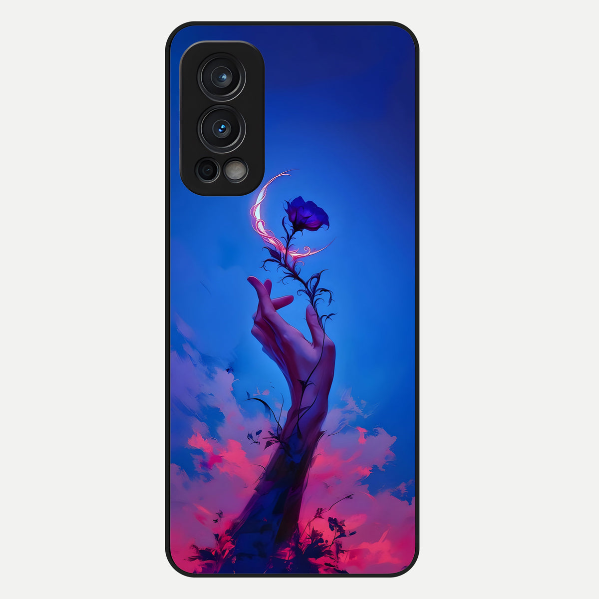  Mystic Hand Glass Case For OnePlus Nord 2 back cover – full design glossy printed glass finish