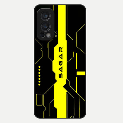  Neon CYBERPUNK Custom Name Glass Case For OnePlus Nord 2 back cover – full design glossy printed glass finish