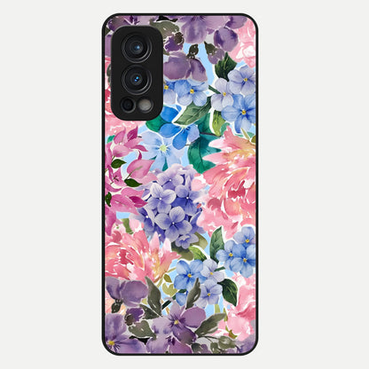  Pastel Floral Mix Glass Case For OnePlus Nord 2 back cover – full design glossy printed glass finish