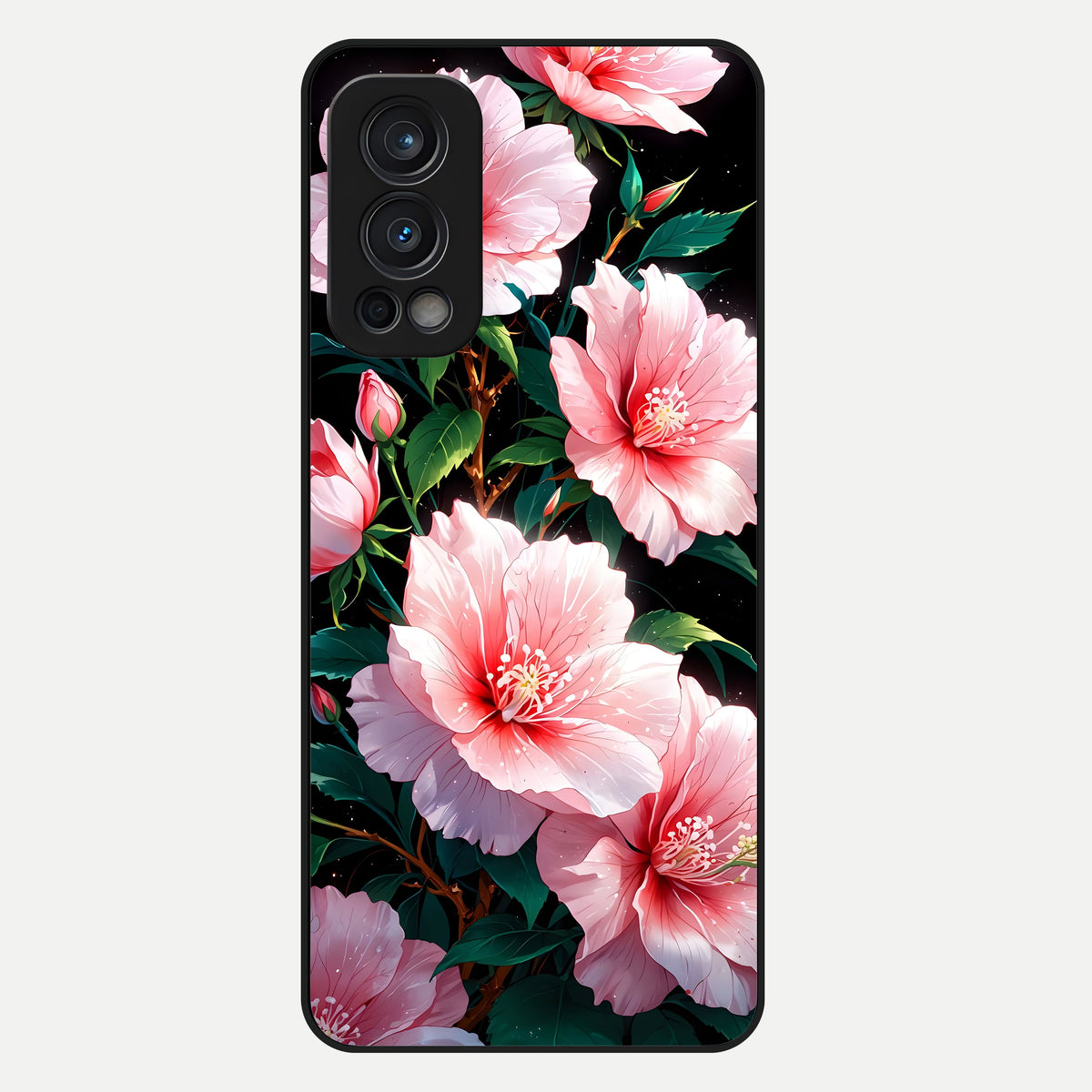  Peach Flower Glass Case For OnePlus Nord 2 back cover – full design glossy printed glass finish