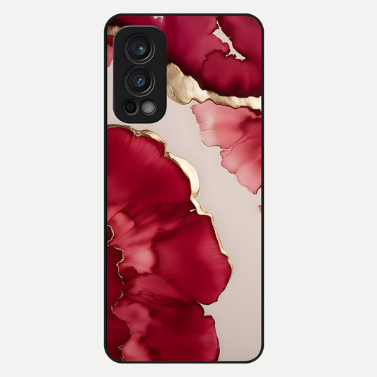 Pink And White Marble Glass Case For OnePlus Nord 2 back cover – full design glossy printed glass finish