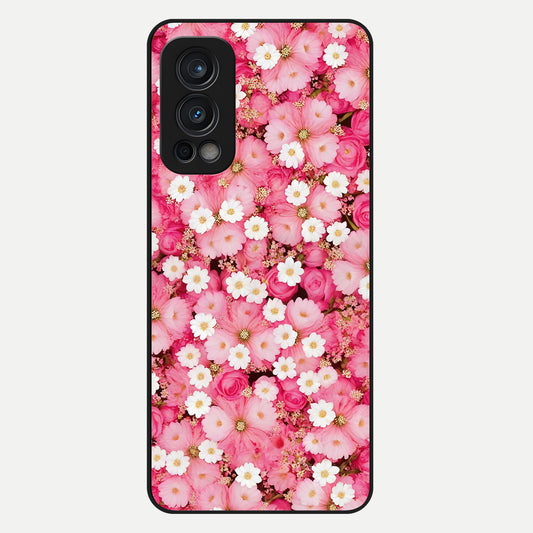  Pink Daisy Bliss Glass Case For OnePlus Nord 2 back cover – full design glossy printed glass finish
